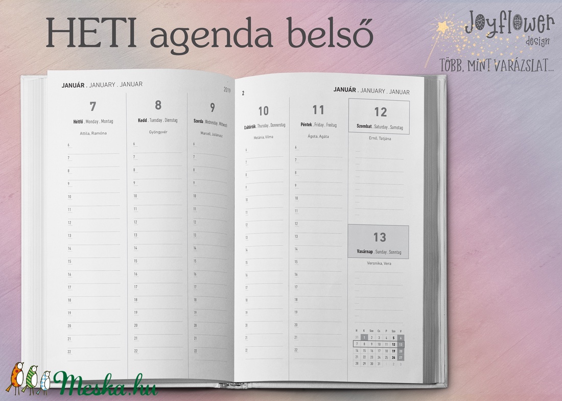 Határidőnapló/agenda egyedi borítóval - saját fotóval, felirattal - A/5 méretű heti vagy napi beosztású -  - Meska.hu