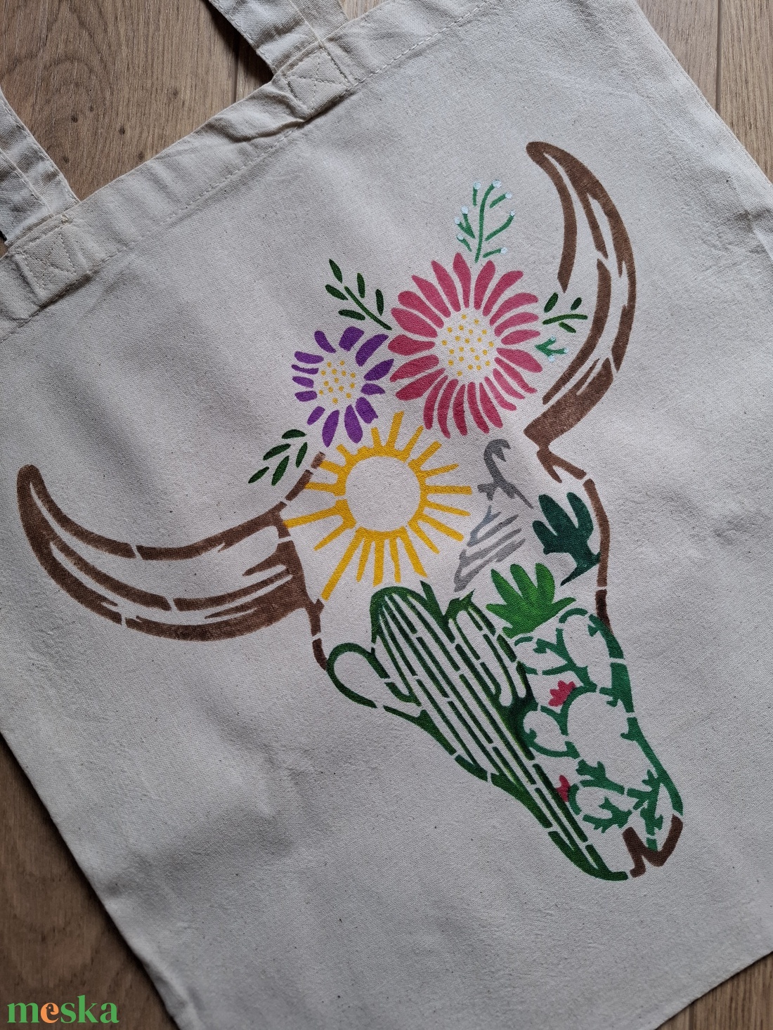 Szarvasmarha koponya hosszúfülű vászontáska - táska & tok - bevásárlás & shopper táska - shopper, textiltáska, szatyor - Meska.hu Szarvasmarha koponya hosszúfülű vászontáska - táska & tok - bevásárlás & shopper táska - shopper, textiltáska, szatyor - Meska.hu