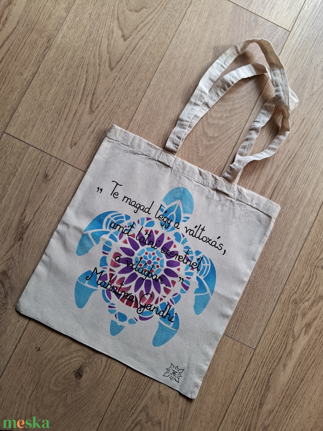 Gandhi idézetes vászontáska - táska & tok - bevásárlás & shopper táska - shopper, textiltáska, szatyor - Meska.hu