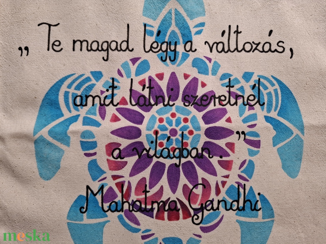 Gandhi idézetes vászontáska - táska & tok - bevásárlás & shopper táska - shopper, textiltáska, szatyor - Meska.hu