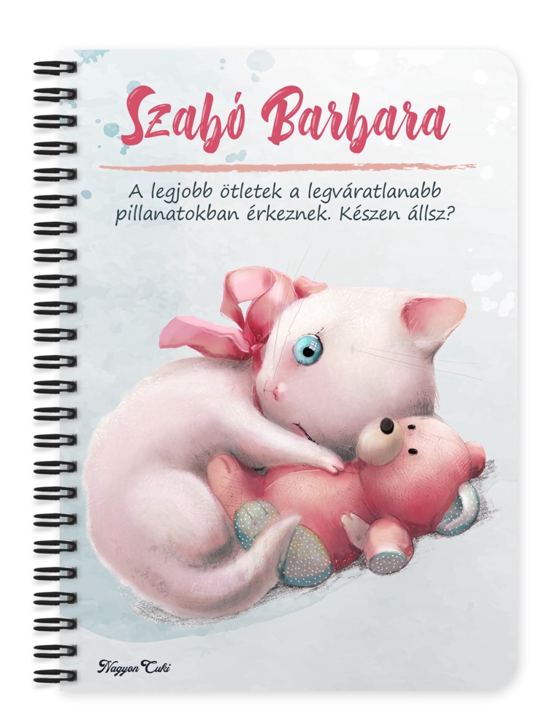 Személyre szabható - Cica macival mintás A5-ös füzet - otthon & életmód - papír, írószer - jegyzetfüzet & napló - Meska.hu