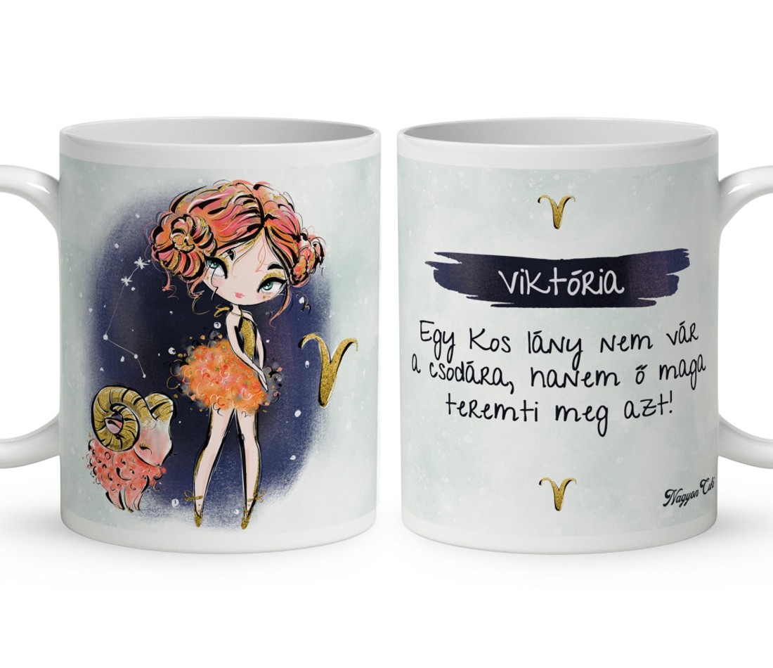 Személyre szabható - Vörös hajú Csini Kos lány mintás bögre - otthon & életmód - konyhafelszerelés, tálalás - tálalás - bögre & csésze - Meska.hu