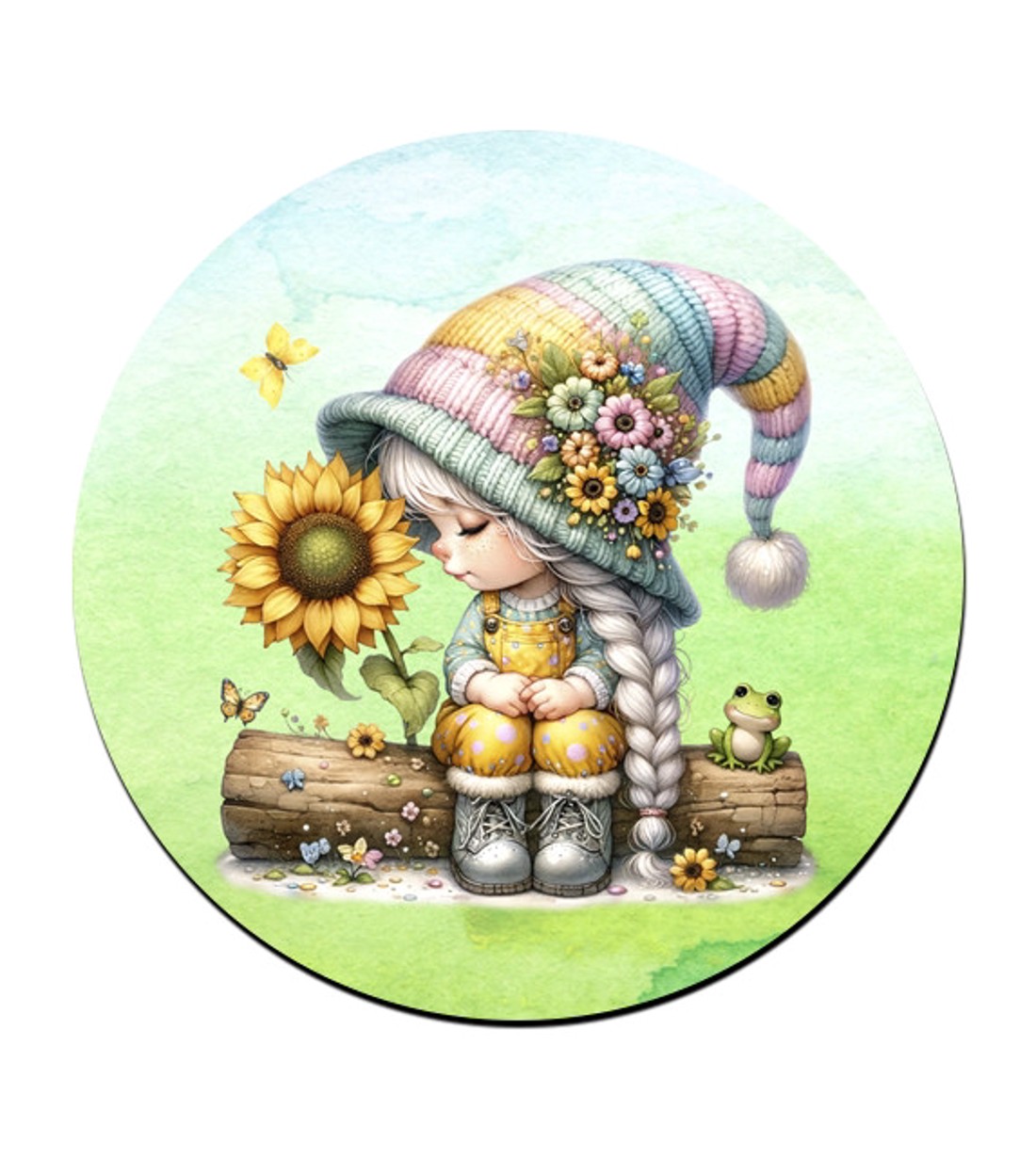 Napraforgós manó lány cuki békával mintás bögre alátét -  - Meska.hu