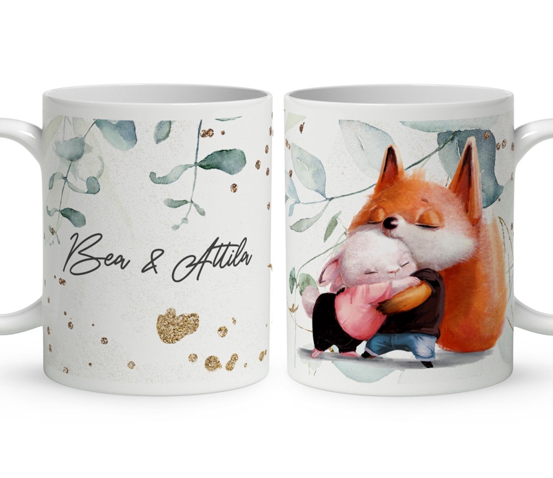 Kérd a neveddel - Nyuszi és Róka mintás bögre - otthon & életmód - konyhafelszerelés, tálalás - tálalás - bögre & csésze - Meska.hu