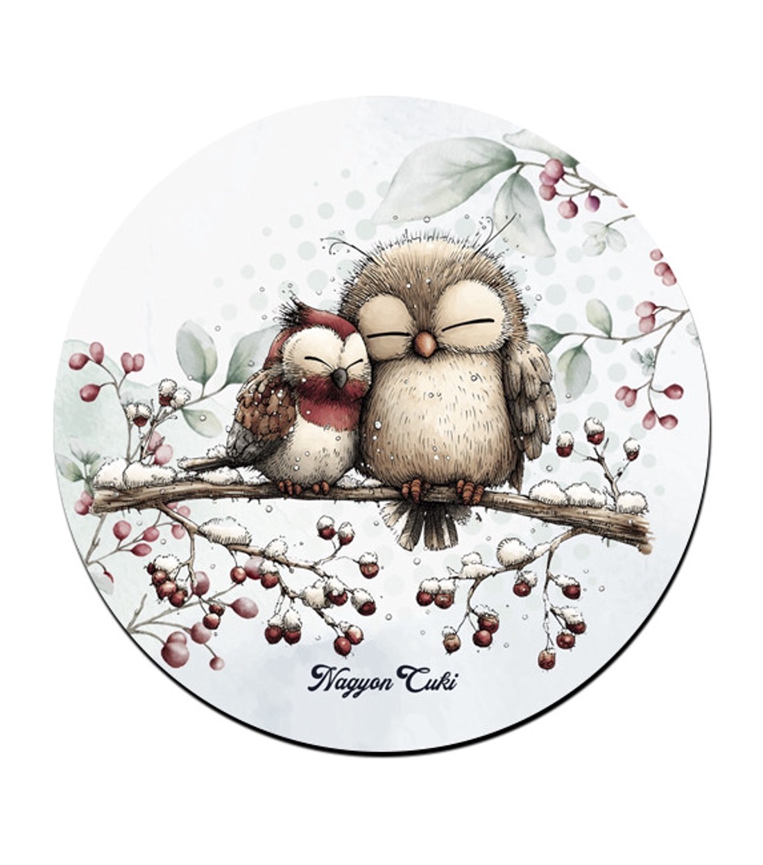 Cuki téli baglyocskák mintás pohár alátét - otthon & életmód - konyhafelszerelés, tálalás - tálalás - tányér- és poháralátét - Meska.hu