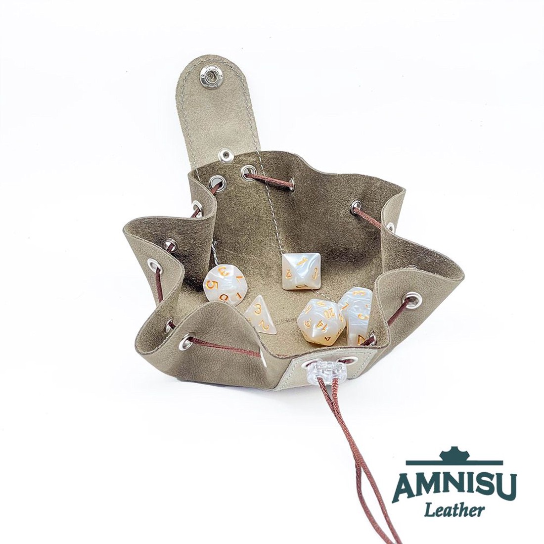 Szürke - keki bőr mini 2in1 szütyő és kockatálca N8014-7007 - játék & sport - táblajáték és kártyajáték - társasjátékok - dobókocka - Meska.hu