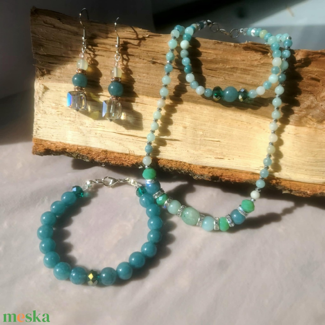  Akvamarin Aventurin ékszerszett Amazon nyugalma  4 részes ásvány ékszerszett zöld akvamarinnal  - ékszer - ékszerszett - Meska.hu