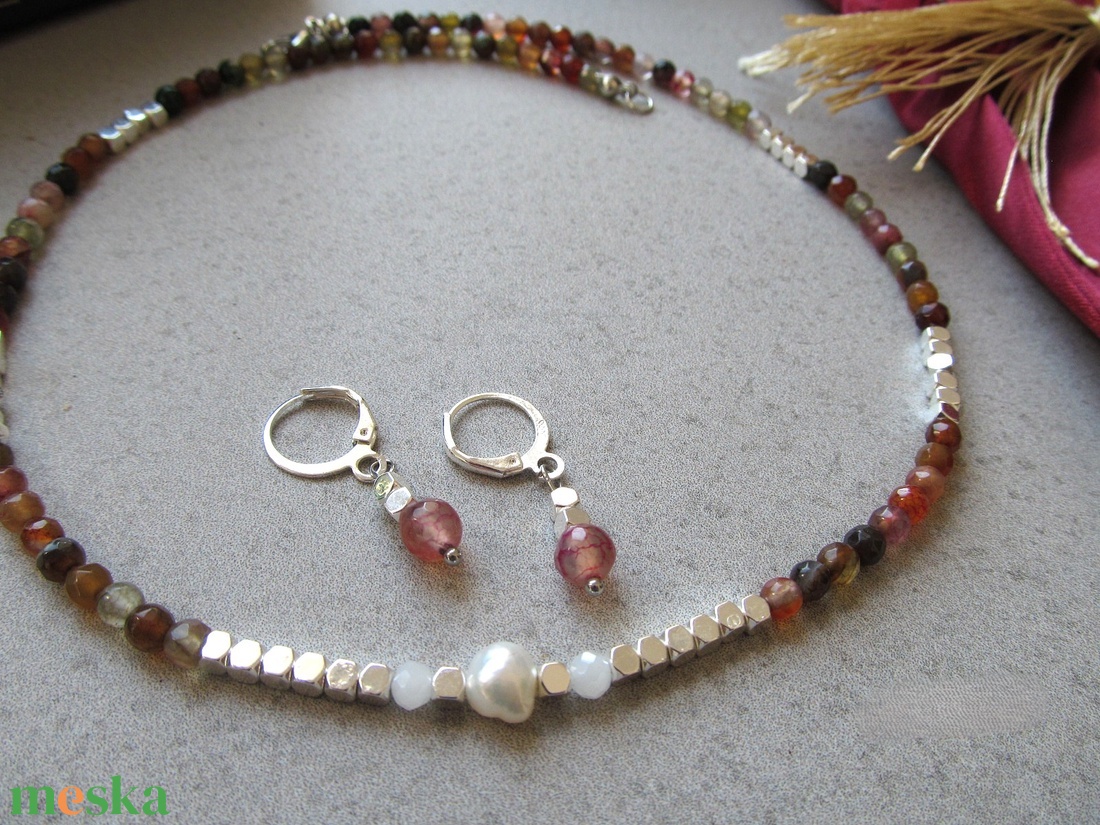 Minimalista Achát Hematit  ékszerszett természetes kövekből  tökéletes ajándék - ékszer - ékszerszett - Meska.hu