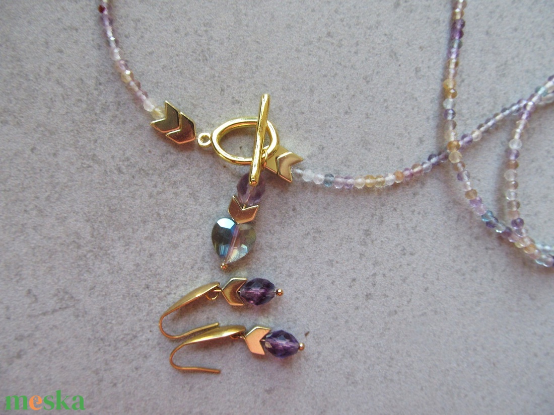 Fluorit és Hematit Harmónia Ékszerszett - ékszer - ékszerszett - Meska.hu