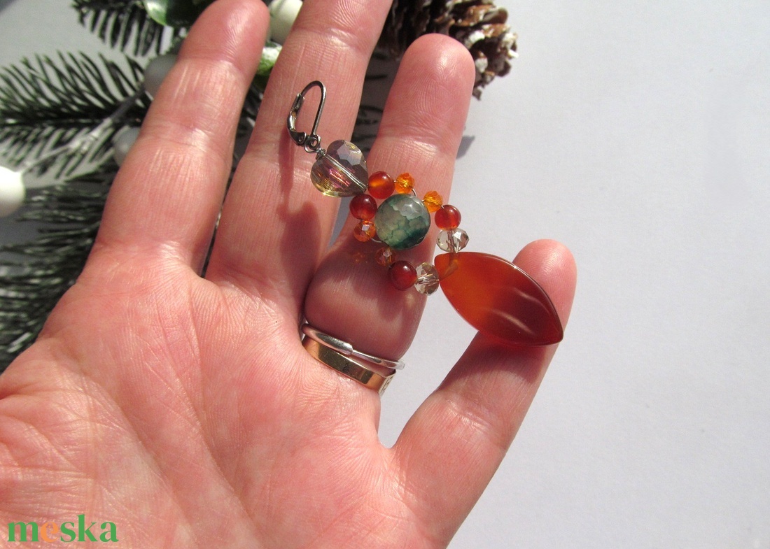 Vibráló Színű Achát Struktúra  Karkötő és Fülbevaló Ékszerszett a Természet Laborjából - ékszer - ékszerszett - Meska.hu