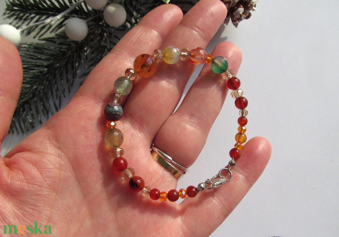 Vibráló Színű Achát Struktúra  Karkötő és Fülbevaló Ékszerszett a Természet Laborjából - ékszer - ékszerszett - Meska.hu