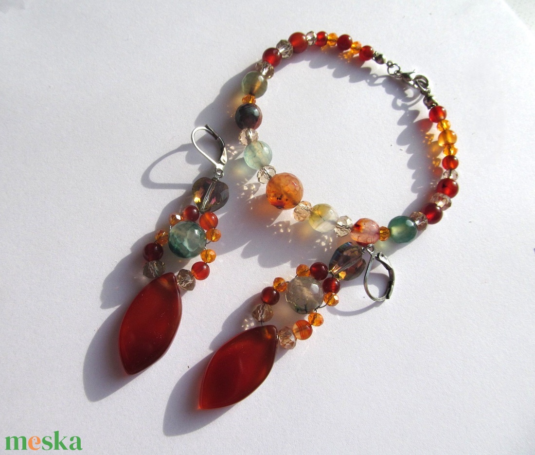 Vibráló Színű Achát Struktúra  Karkötő és Fülbevaló Ékszerszett a Természet Laborjából - ékszer - ékszerszett - Meska.hu