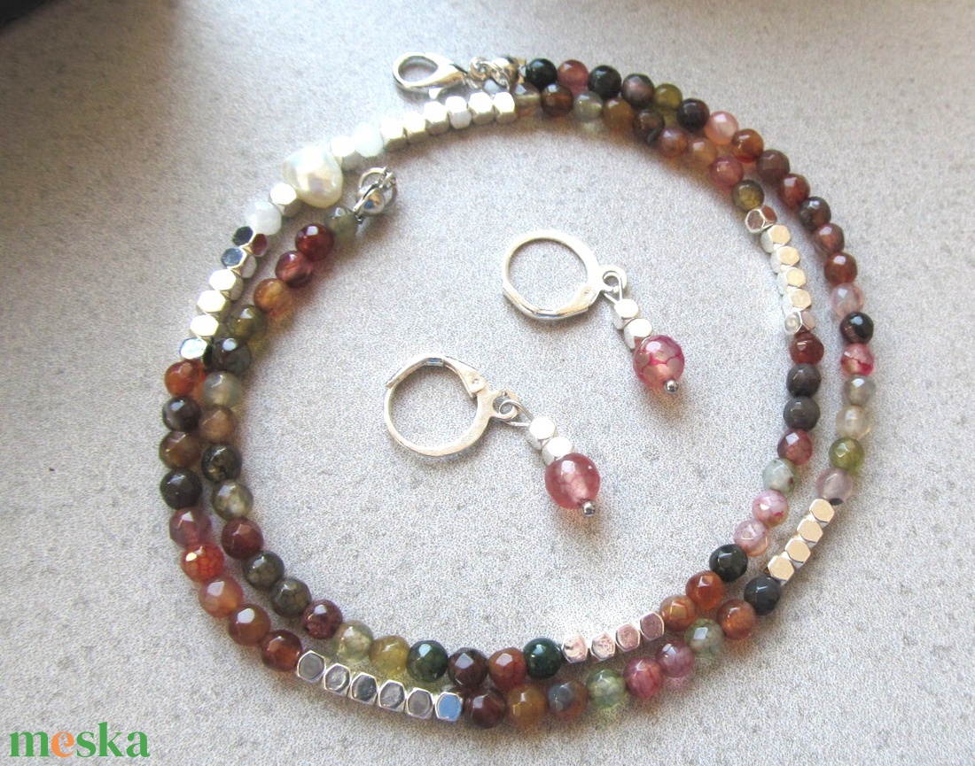 Minimalista Achát Hematit  ékszerszett természetes kövekből � tökéletes ajándék - ékszer - ékszerszett - Meska.hu