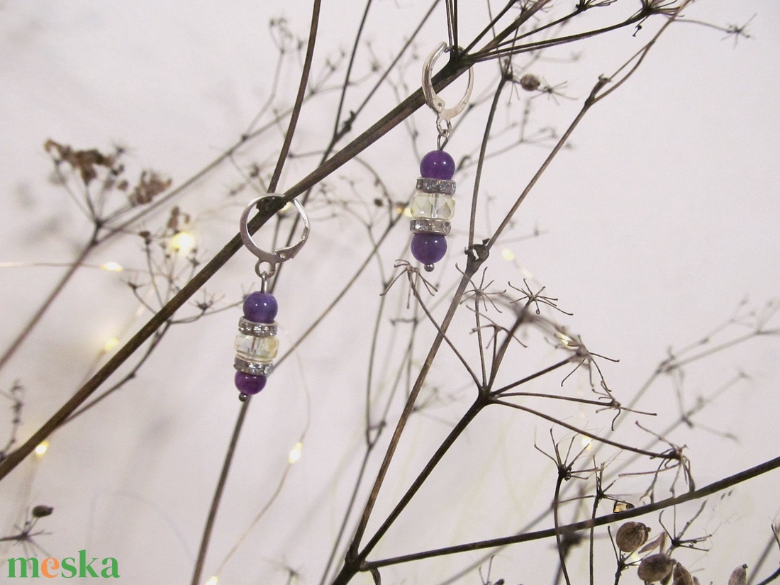 Ametiszt Álomfény � Kézzel Készült Ezüst Fülbevaló - ékszer - fülbevaló - lógó csepp fülbevaló - Meska.hu