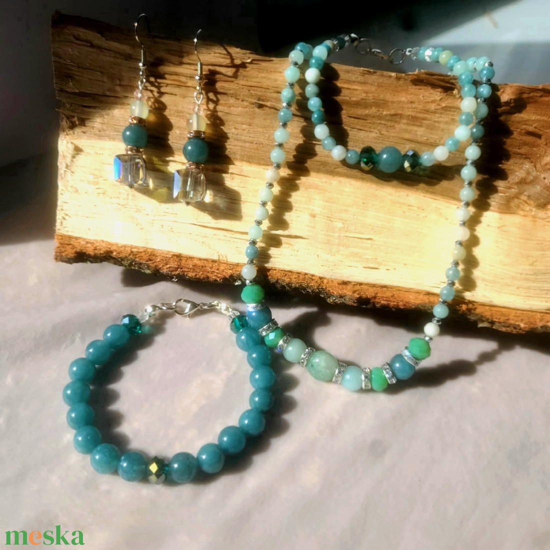  Akvamarin Aventurin ékszerszett Amazon nyugalma � 4 részes ásvány ékszerszett zöld akvamarinnal  - ékszer - ékszerszett - Meska.hu