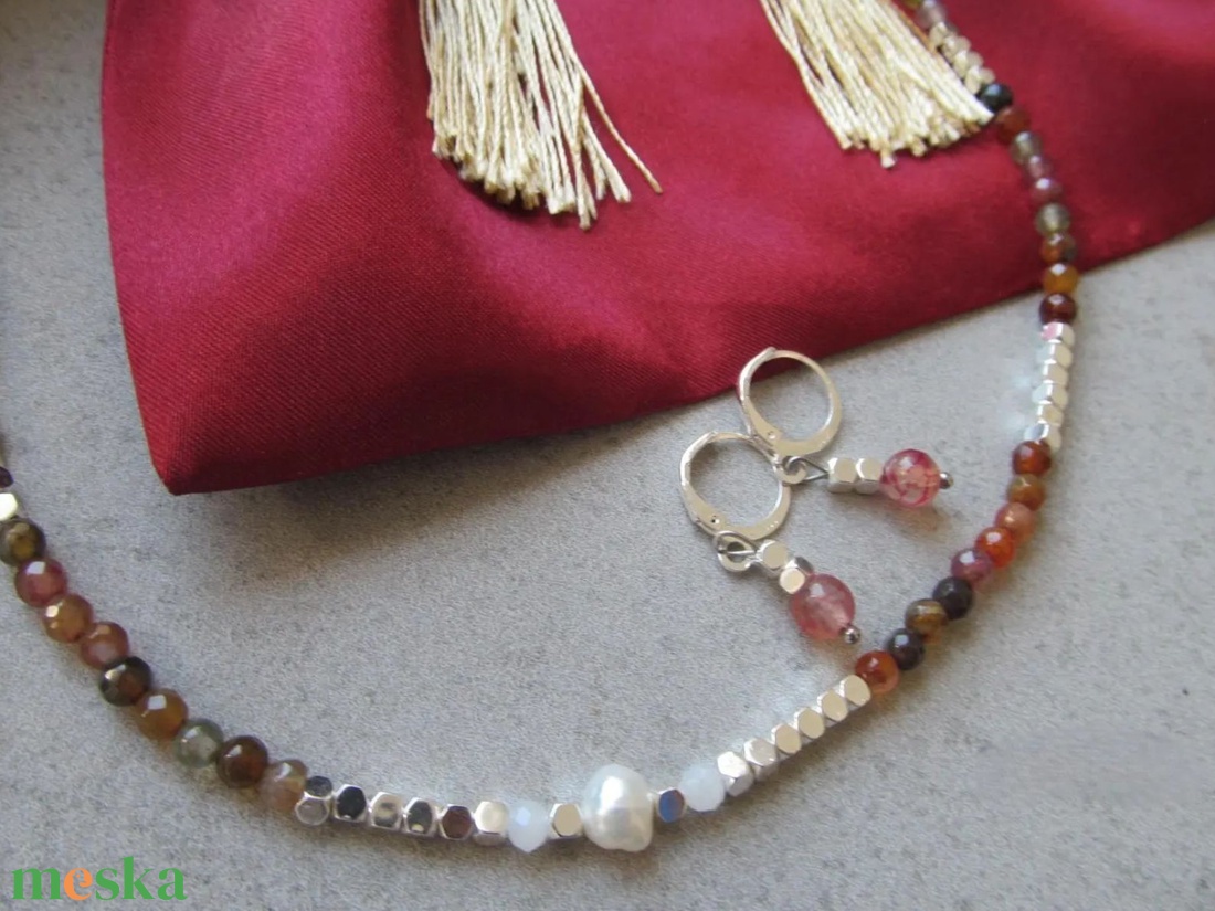 Minimalista Achát Hematit  ékszerszett természetes kövekből � tökéletes ajándék - ékszer - ékszerszett - Meska.hu