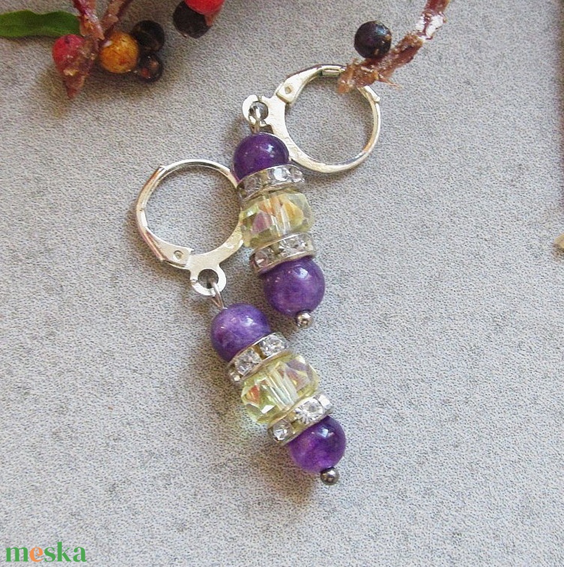 Ametiszt Álomfény � Kézzel Készült Ezüst Fülbevaló - ékszer - fülbevaló - lógó csepp fülbevaló - Meska.hu