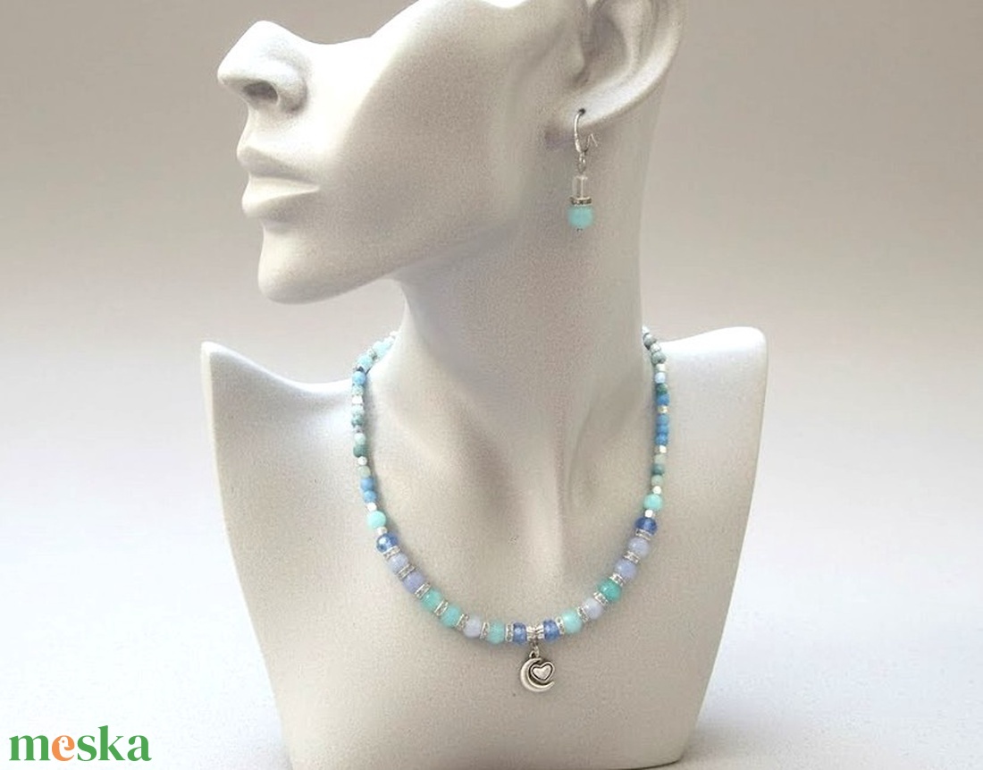 Akvamarin álom � Mesés ékszerszett ezüst fülbevalóval, díszdobozba rejtve - ékszer - ékszerszett - Meska.hu