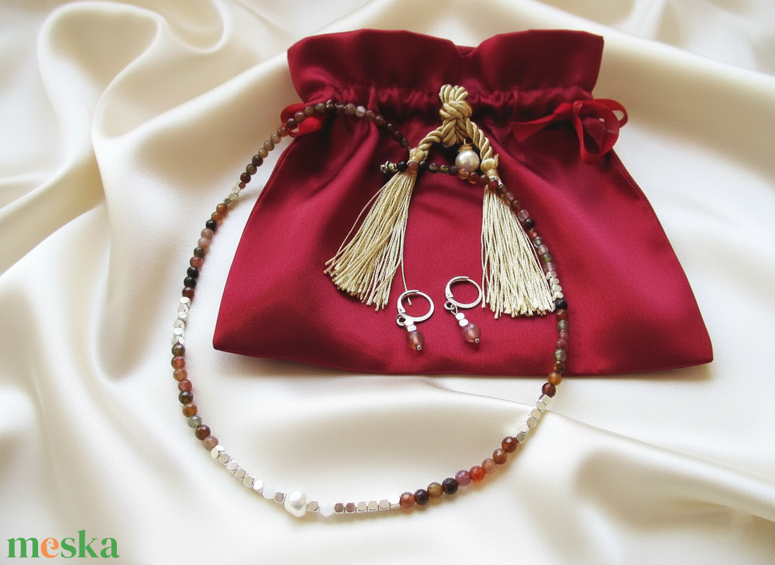 Minimalista Achát Hematit  ékszerszett természetes kövekből � tökéletes ajándék - ékszer - ékszerszett - Meska.hu