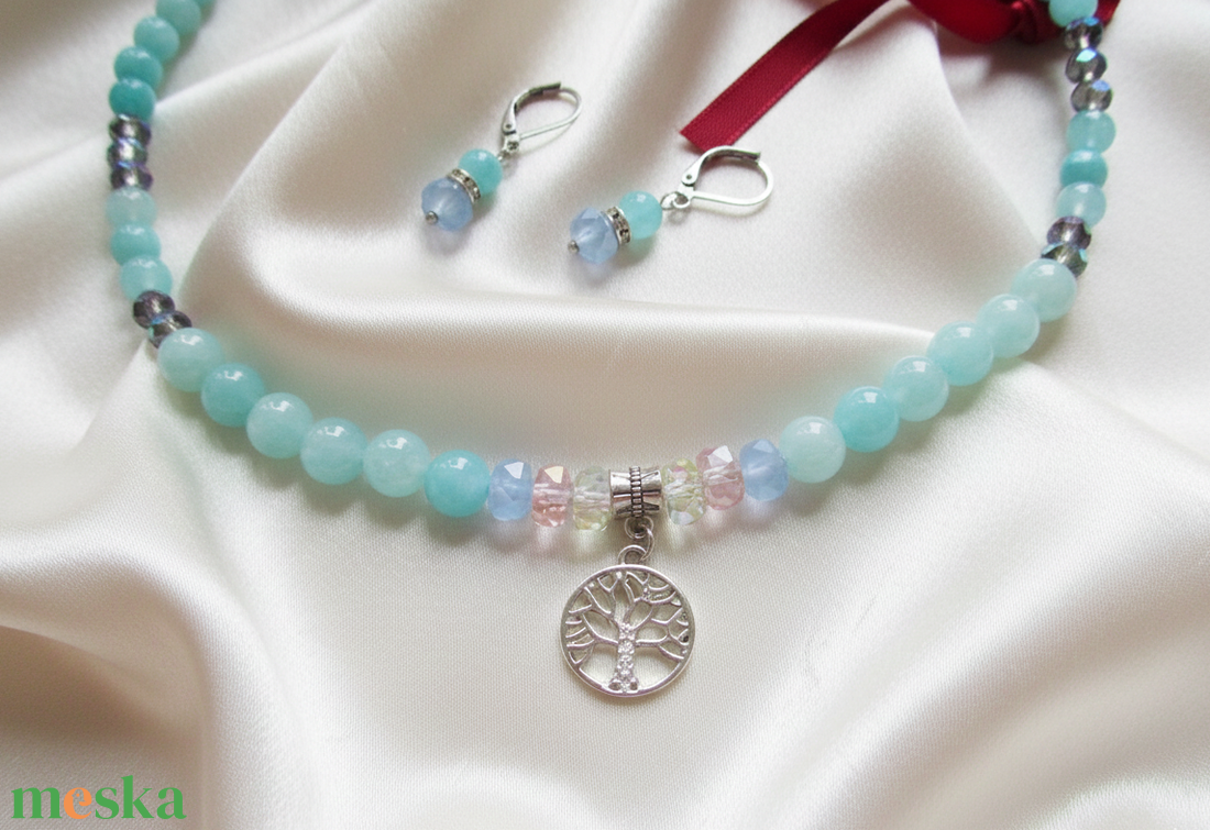 Elegáns amazonit ékszerszett Életfa medállal - ékszer - ékszerszett - Meska.hu