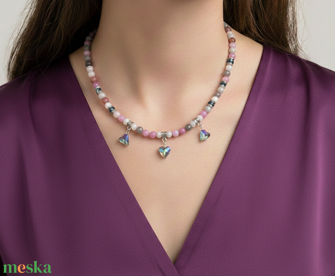 Cukor Felhő Ásvány Ékszer � Nyaklánc és Fülbevaló Szett Természetes Kövekből - ékszer - ékszerszett - Meska.hu