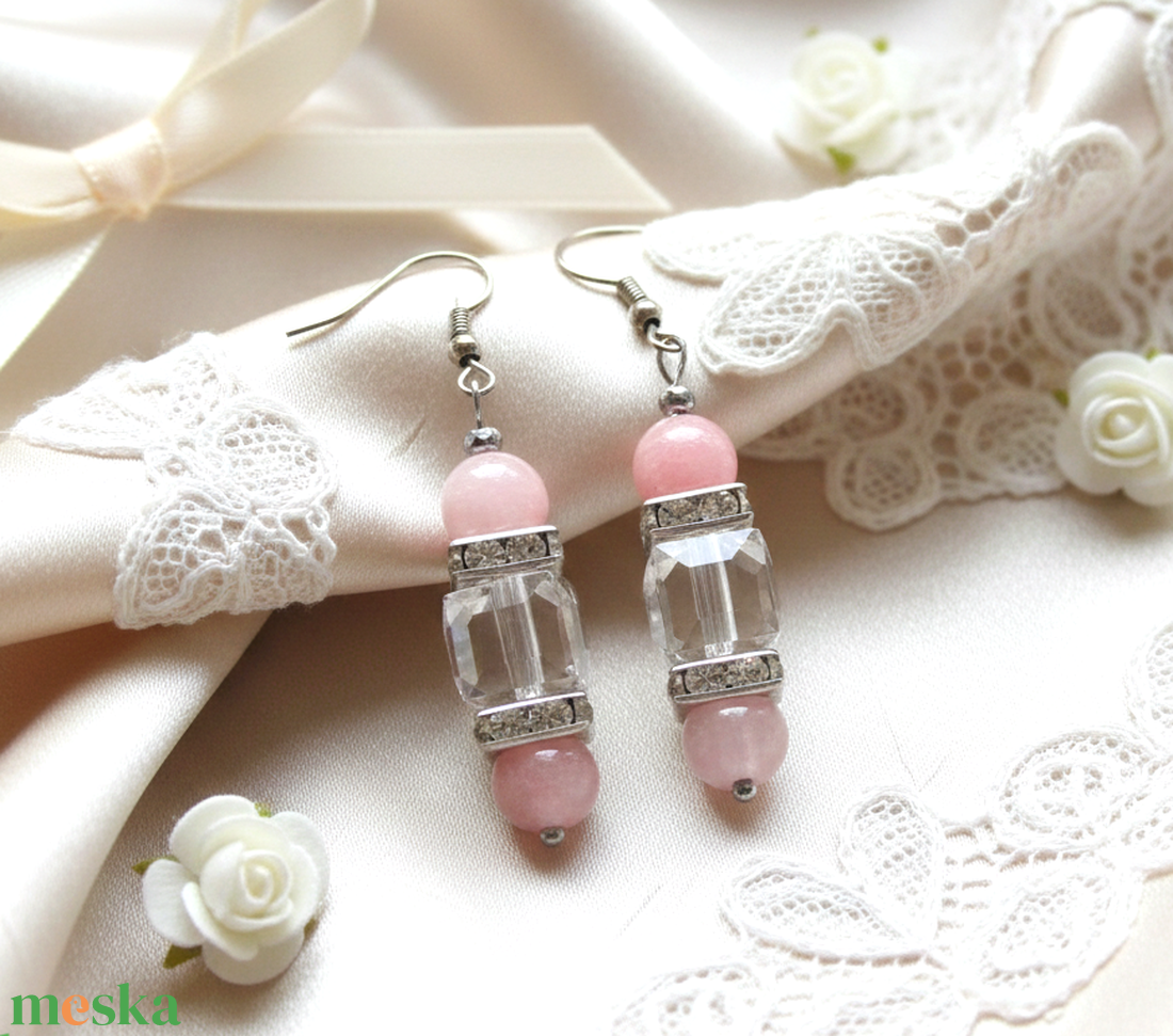  Csillogó  Perzsa Jáde kristály fülbevaló - ékszer - fülbevaló - lógó fülbevaló - Meska.hu