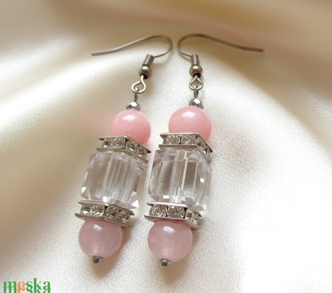  Csillogó  Perzsa Jáde kristály fülbevaló - ékszer - fülbevaló - lógó fülbevaló - Meska.hu