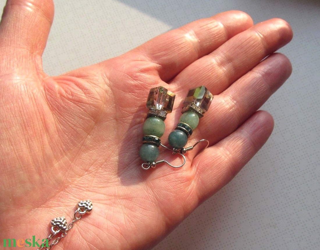 Zöld Harmónia � Nemesacél Ékszerszett Valódi Aventurinnal és Kristályokkal - ékszer - ékszerszett - Meska.hu