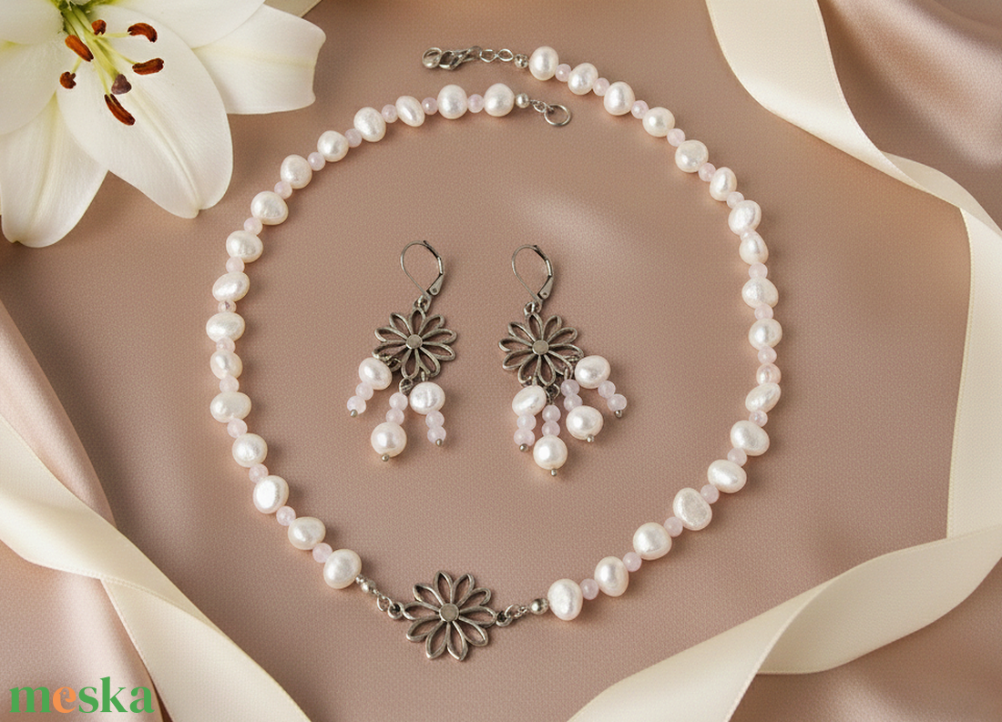 Vintage Álom � Kézzel Készült Virágos Ékszerkompozíció - ékszer - ékszerszett - Meska.hu