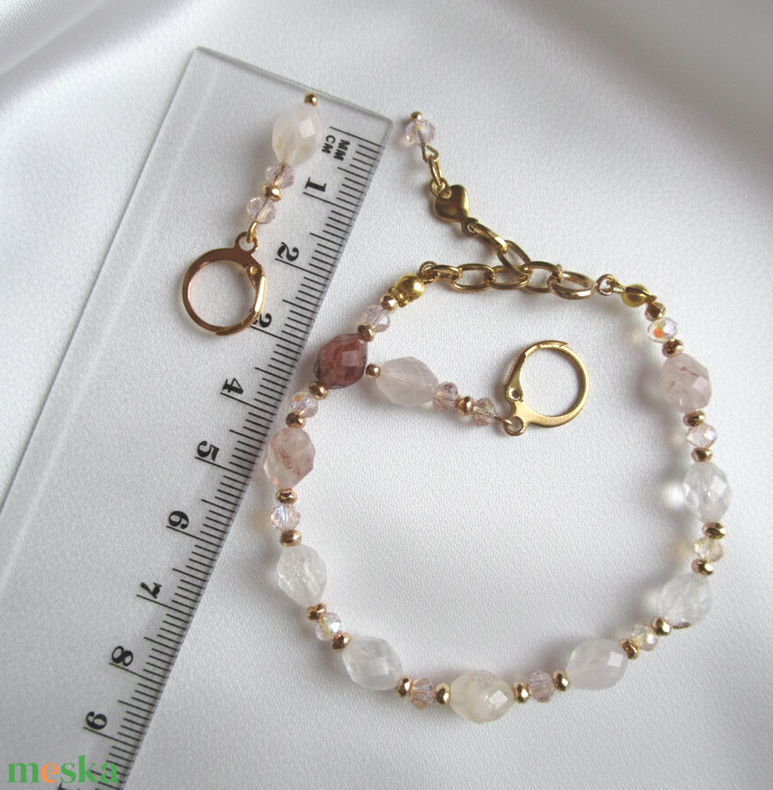 Rózsakvarc Varázs � Nemesacél Ékszerszett Csillogó Kristályokkal - ékszer - ékszerszett - Meska.hu
