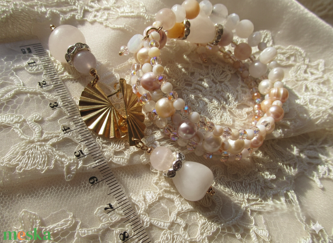 Pasztell Álom � Rózsakvarc és Kristály Többsoros Ékszerszett - ékszer - ékszerszett - Meska.hu