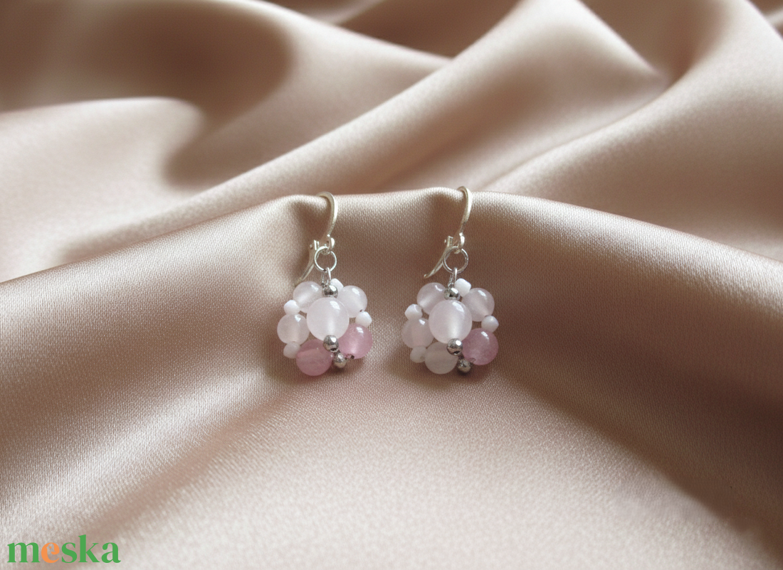 Flora Silver Edition � Achát és Hematit Virágfülbevaló 925-ös Ezüsttel  - ékszer - fülbevaló - lógó fülbevaló - Meska.hu