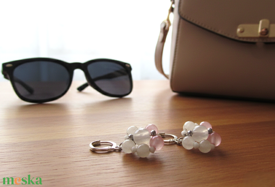 Flora Silver Edition � Achát és Hematit Virágfülbevaló 925-ös Ezüsttel  - ékszer - fülbevaló - lógó fülbevaló - Meska.hu