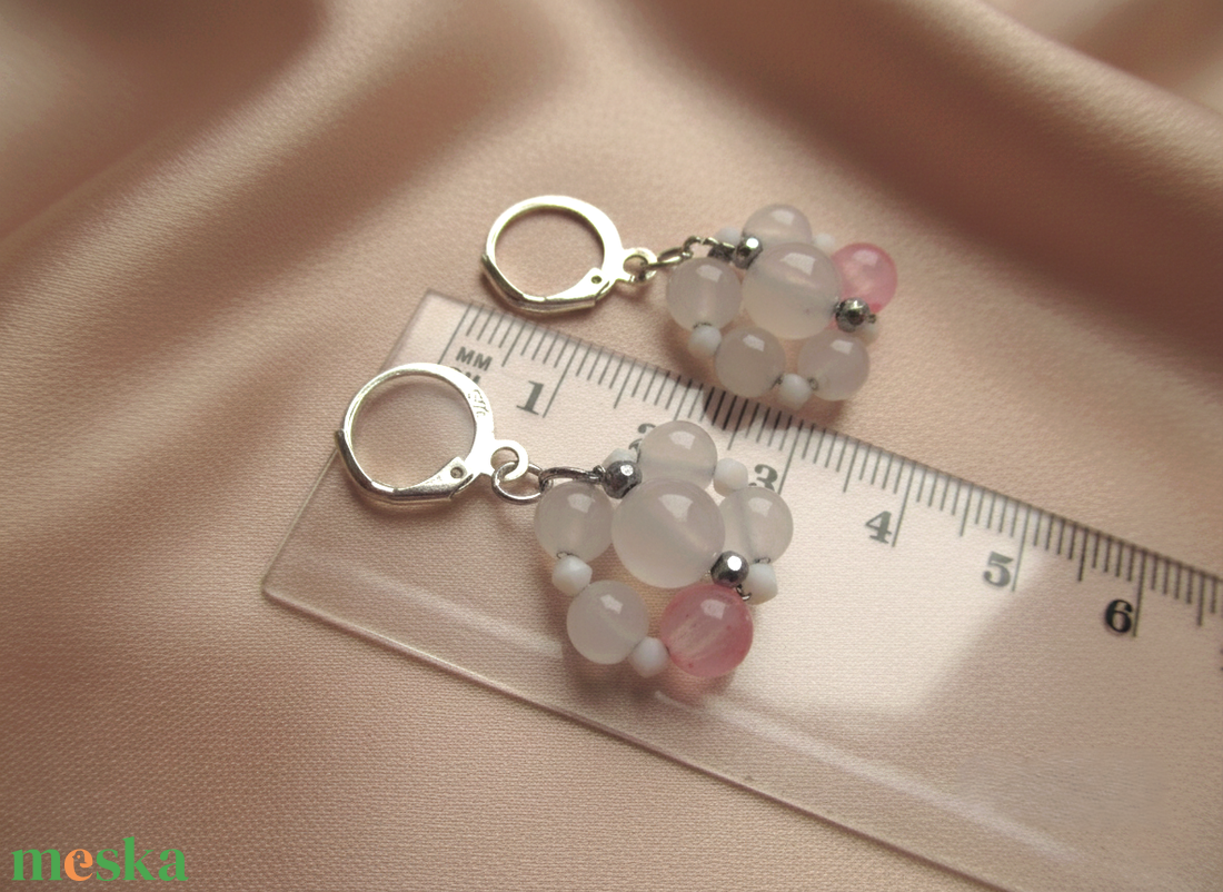 Flora Silver Edition � Achát és Hematit Virágfülbevaló 925-ös Ezüsttel  - ékszer - fülbevaló - lógó fülbevaló - Meska.hu