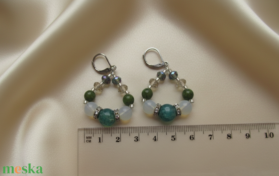 Erdő Mélye � Nagyszemű Achát és Opálfülbevaló - ékszer - fülbevaló - lógó fülbevaló - Meska.hu