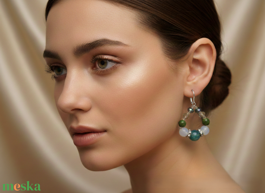 Erdő Mélye � Nagyszemű Achát és Opálfülbevaló - ékszer - fülbevaló - lógó fülbevaló - Meska.hu