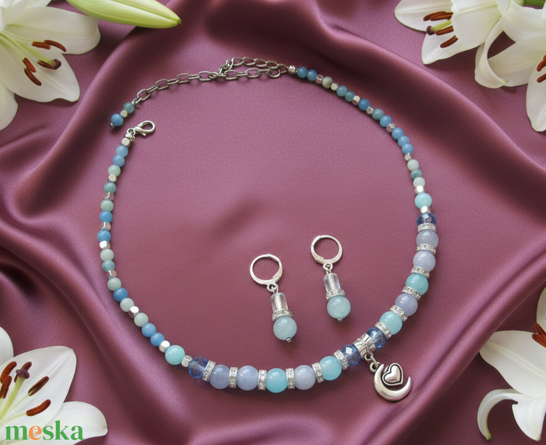 Akvamarin álom � Mesés ékszerszett ezüst fülbevalóval, díszdobozba rejtve - ékszer - ékszerszett - Meska.hu