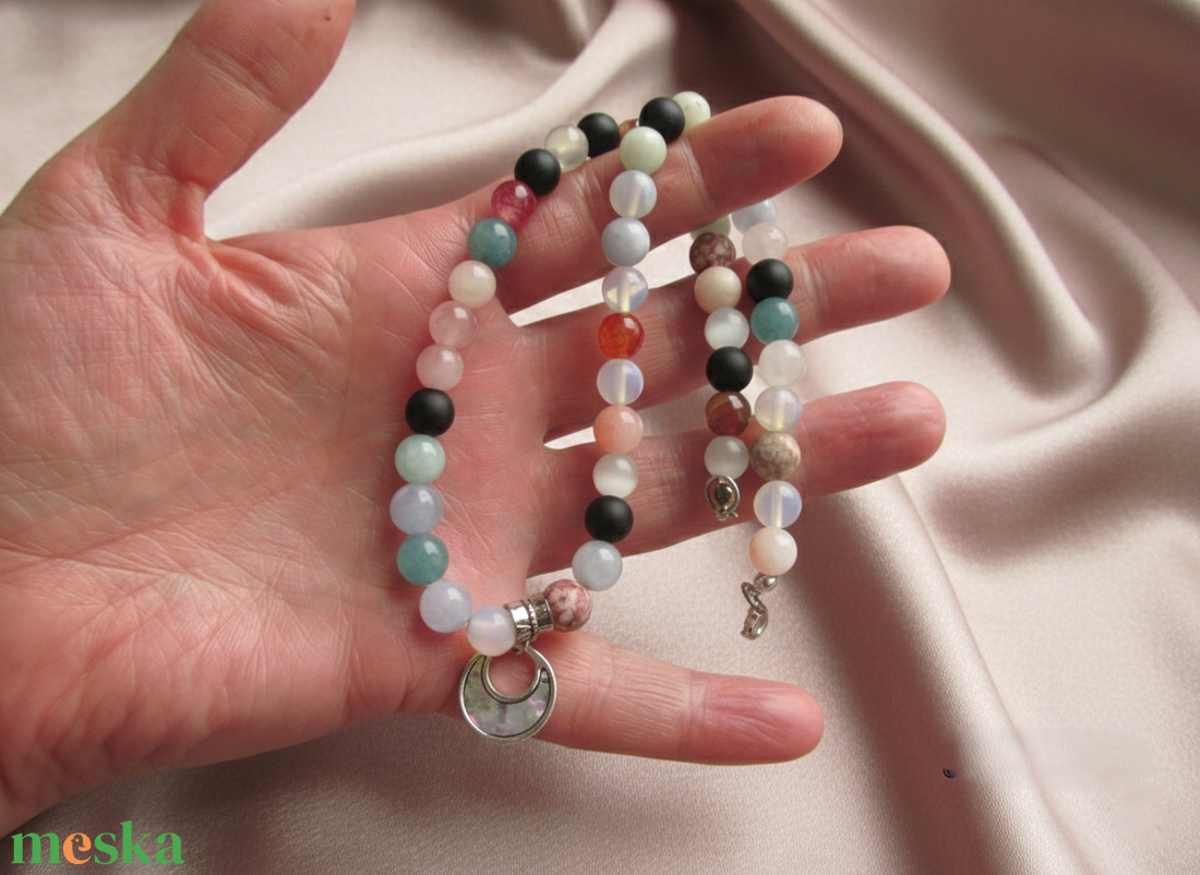 Lélek-Mozaik Kollekció � Sokszínű ásványékszer szett 8 mm-es gyöngyökből - ékszer - ékszerszett - Meska.hu