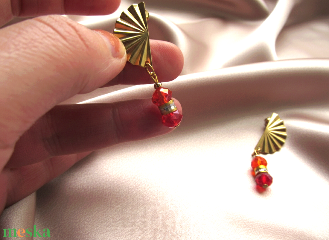 Tűz és Elegancia� Kézműves Ékszerszett Aranyozott Részletekkel - ékszer - ékszerszett - Meska.hu