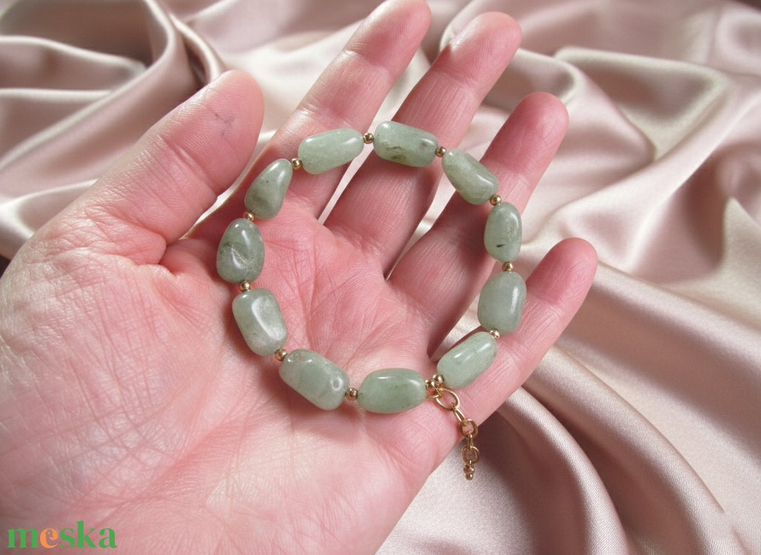 Aventurin ékszerszett arany hematit díszítéssel és nemesacél szerelékekkel-Antiallergén Elegancia - ékszer - ékszerszett - Meska.hu