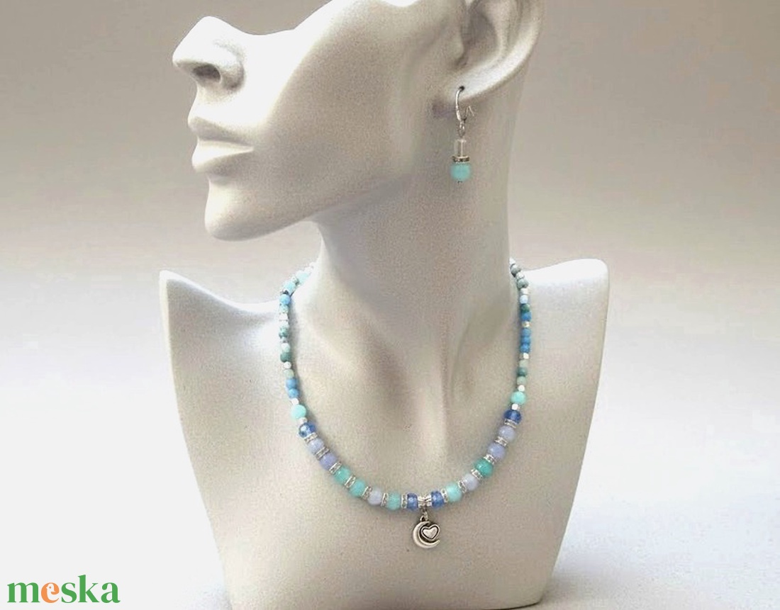 Akvamarin álom � Mesés ékszerszett ezüst fülbevalóval, díszdobozba rejtve - ékszer - ékszerszett - Meska.hu