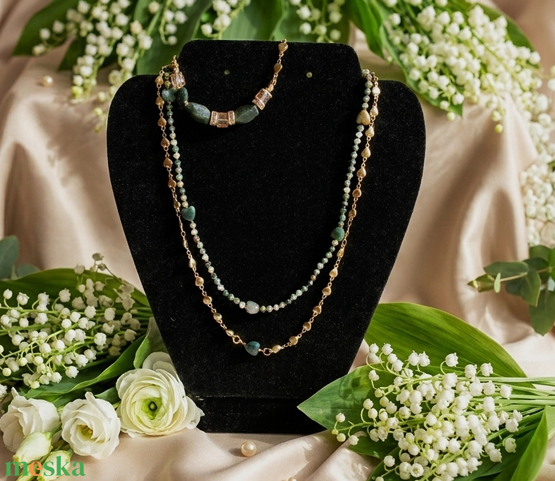 Zöld Erdők Varázsa  Szíves ékszerszett díszcsomagolással Indiai achát ékszer szett - ékszer - ékszerszett - Meska.hu