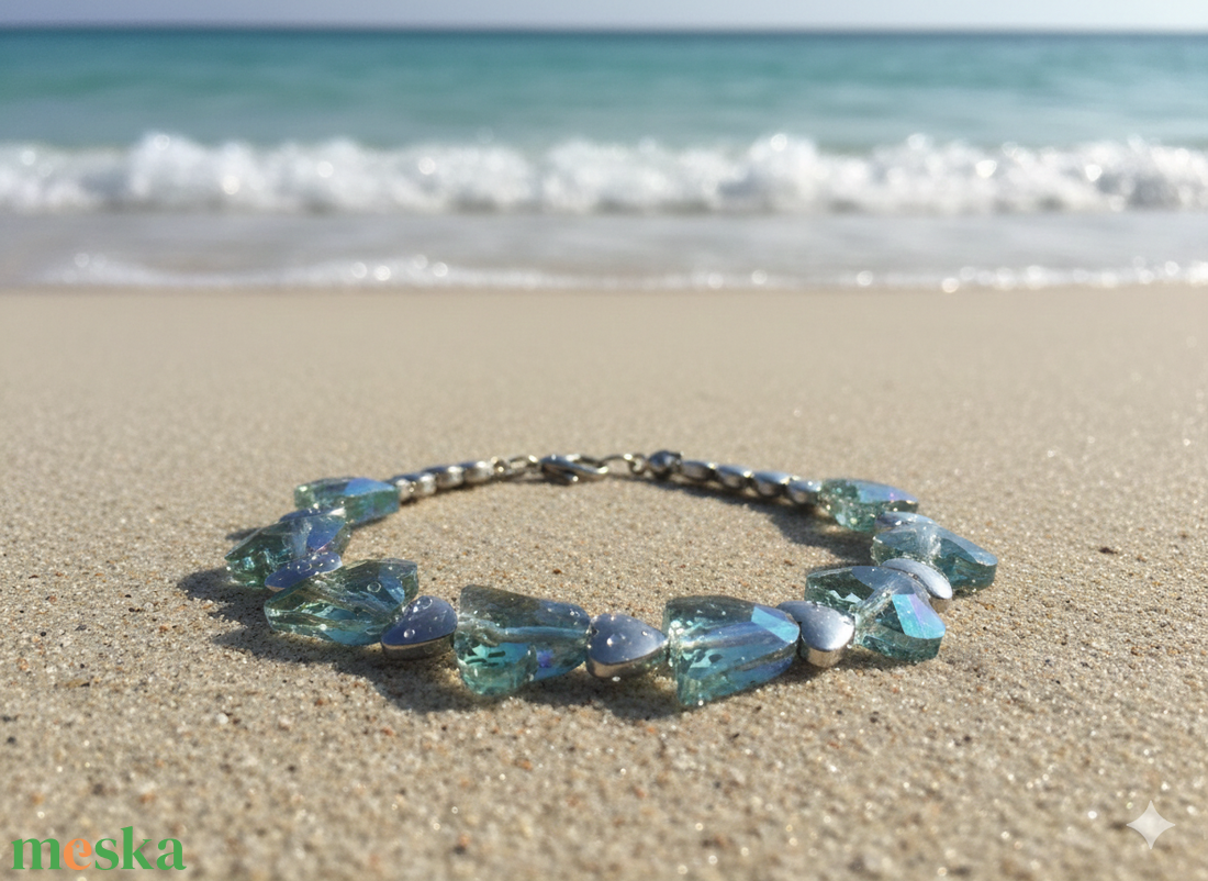 Óceán Kincse  Rugalmas hematit szíves karkötő - ékszer - karkötő - ásványkarkötő - Meska.hu