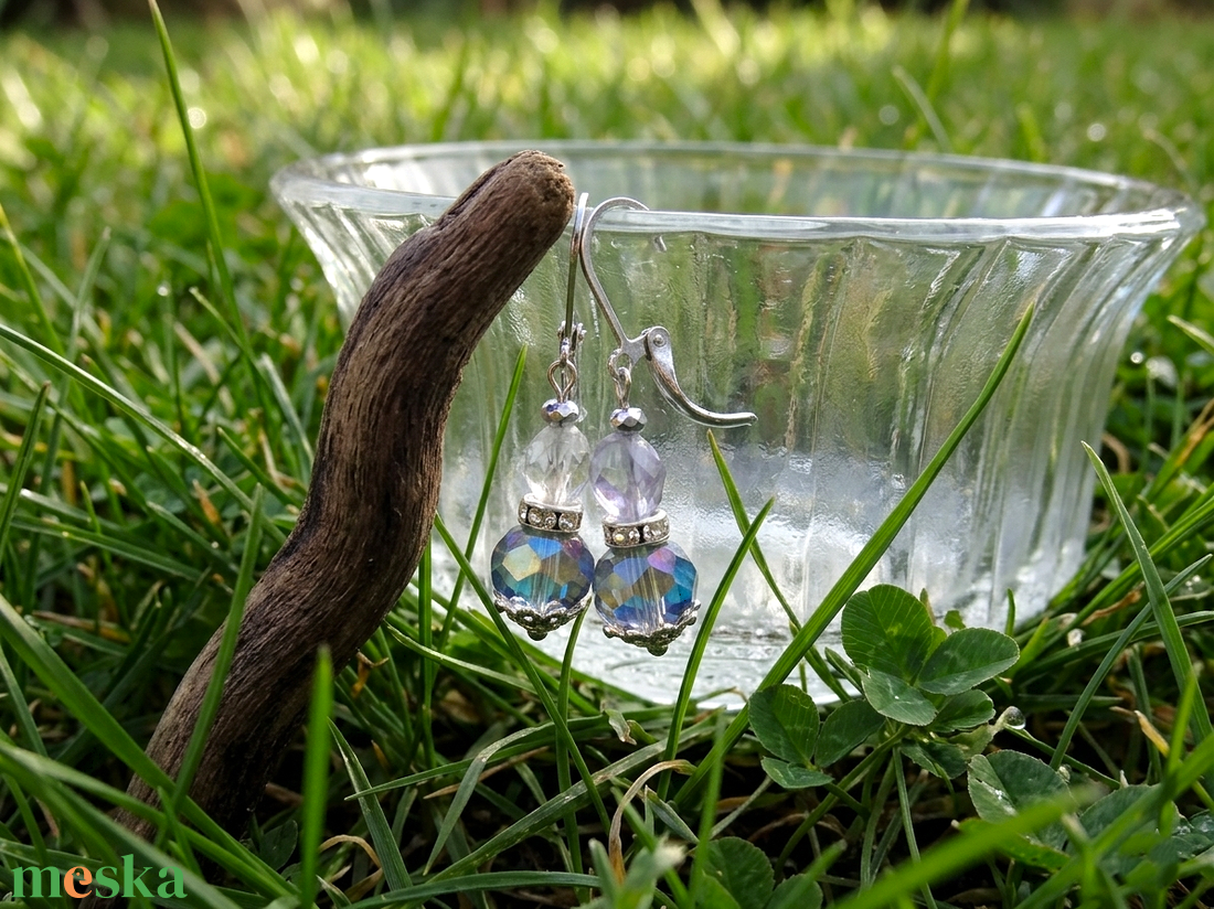 Aura Pajzsa � Fluorit és Kristály Hipoallergén Ásvány Fülbevaló - ékszer - fülbevaló - lógó fülbevaló - Meska.hu