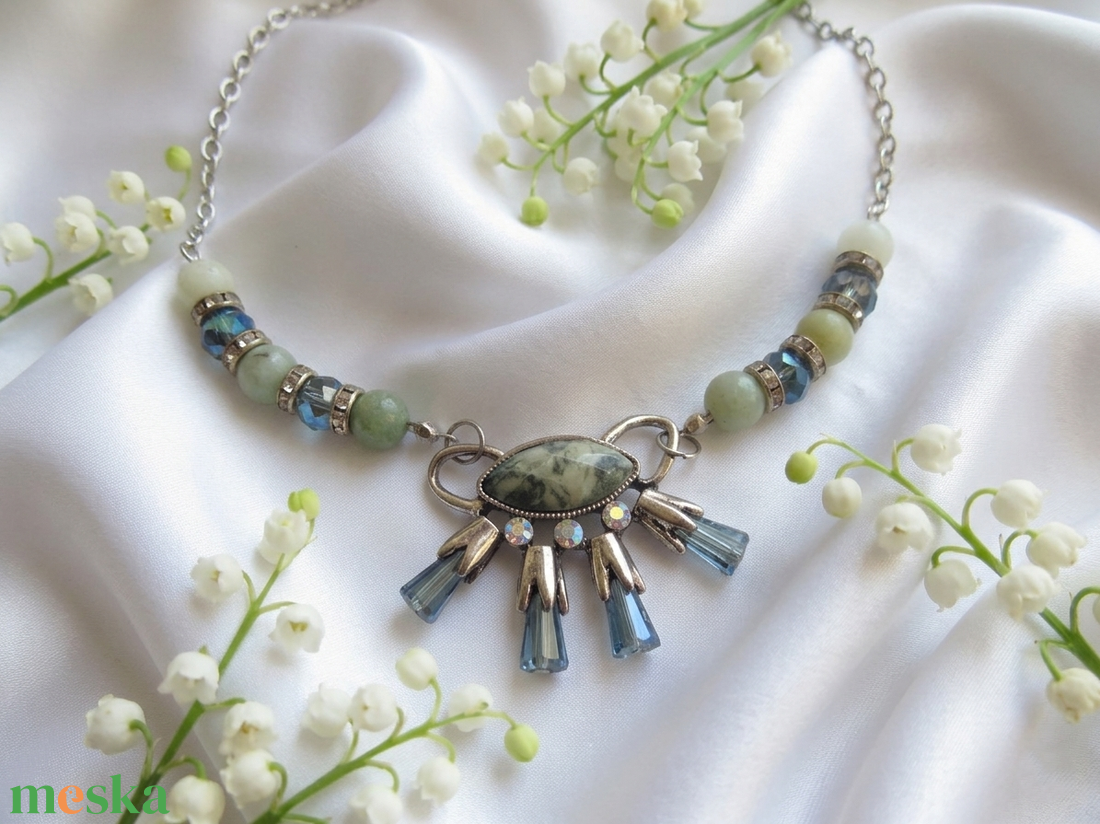 Nílus Éke � Természetes Amazonit és Rozsdamentes Acél Nyaklánc - ékszer - nyaklánc - statement nyaklánc - Meska.hu