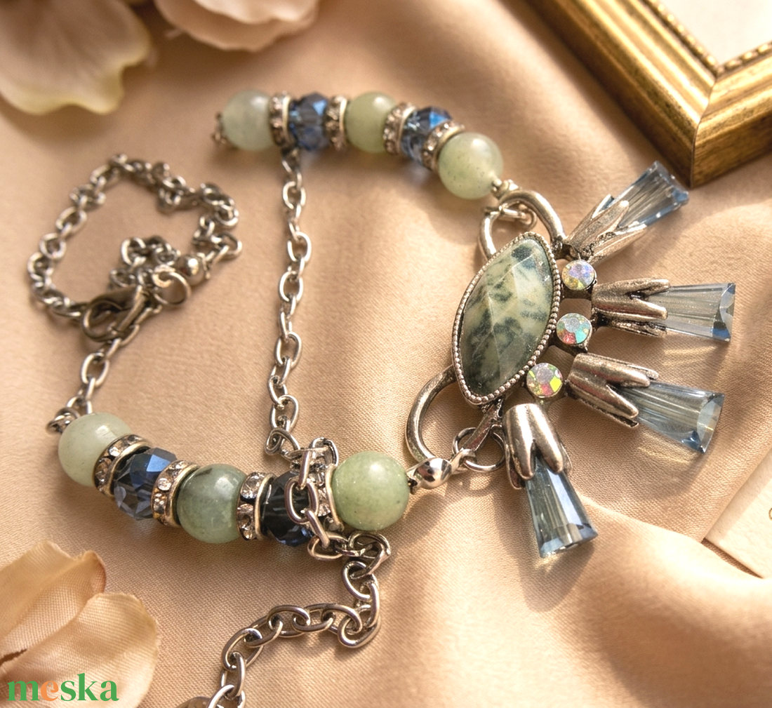 Nílus Éke � Természetes Amazonit és Rozsdamentes Acél Nyaklánc - ékszer - nyaklánc - statement nyaklánc - Meska.hu