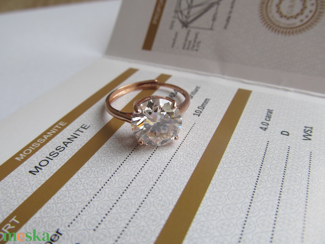 Ragyogó Elegancia �Eljegyz�si gy�rű  Állítható Moissanite Gyűrű Arannyal Futtatott Ezüsttel (4 Karát) - ékszer - gyűrű - szoliter gyűrű - Meska.hu