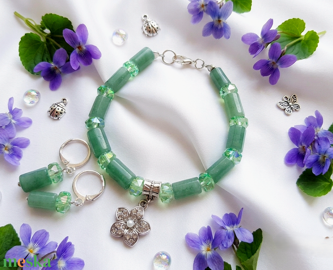 Tavaszi Harmat és Szerencse � Aventurin Ékszerszett - ékszer - karkötő - ásványkarkötő - Meska.hu