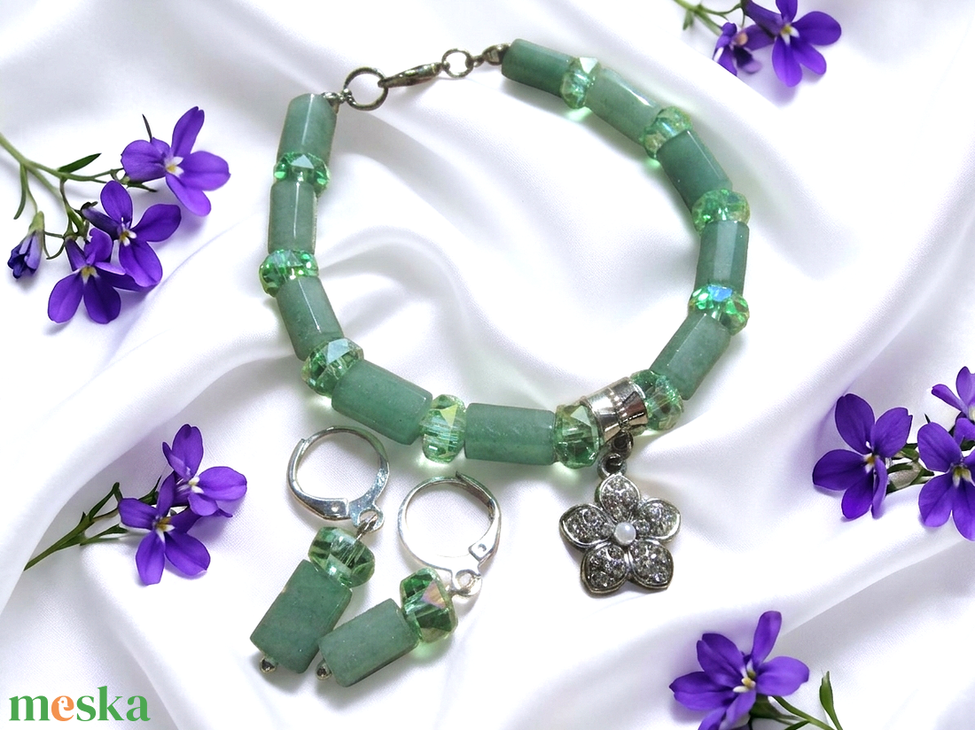 Tavaszi Harmat és Szerencse � Aventurin Ékszerszett - ékszer - karkötő - ásványkarkötő - Meska.hu