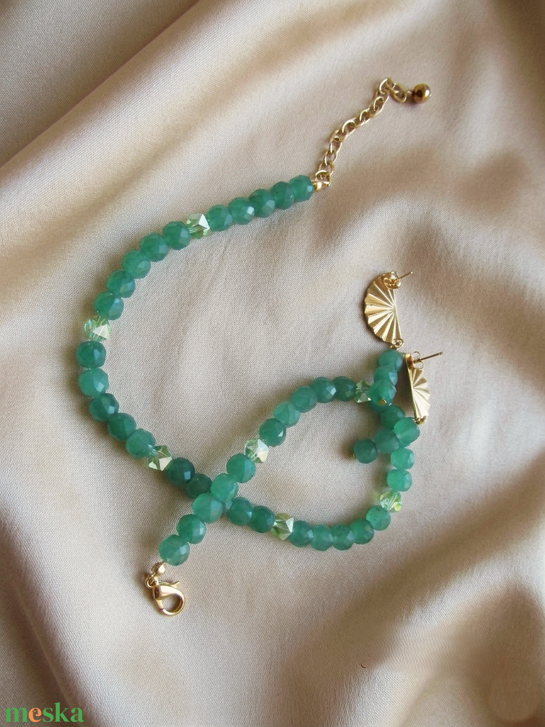 Féldrágakő ragyogás: Aventurin ásvány szett Antiallergén nemesacél kiegészítőkkel - ékszer - ékszerszett - Meska.hu